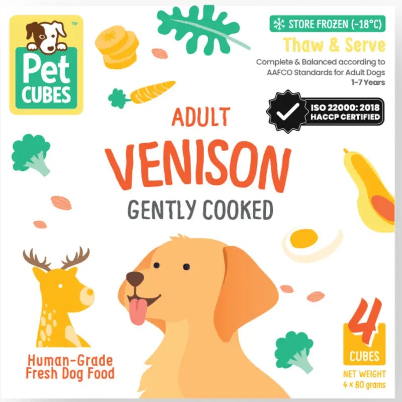 [6% OFF] PetCubes Gently Cooked Frozen Dog Food  Venison 2.24 KG