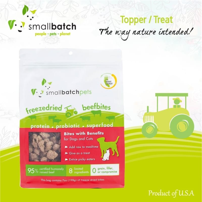 [BUNDLE DEAL] SmallbatchBeef Bites Freeze Dried Dog & Cat Topper/Treats 7oz