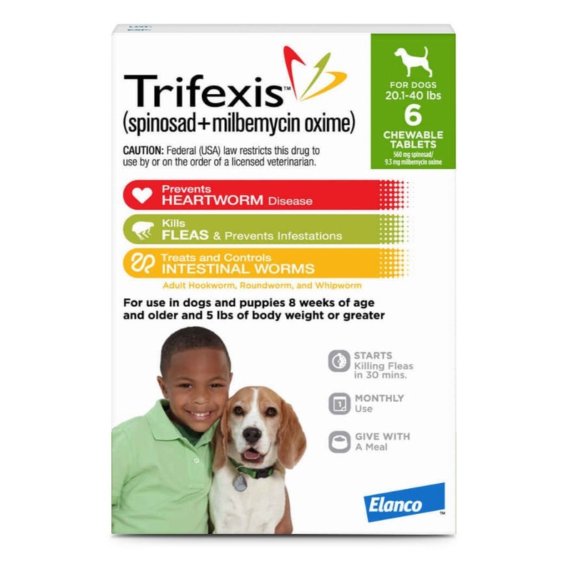 Rx Trifexis 20.1-40 lbs (Green) x 6 tablet