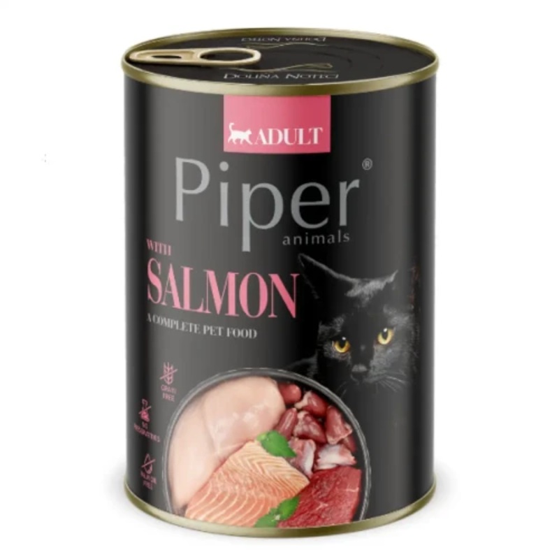 Canned food for adult cats Piper Salmon, 400 g