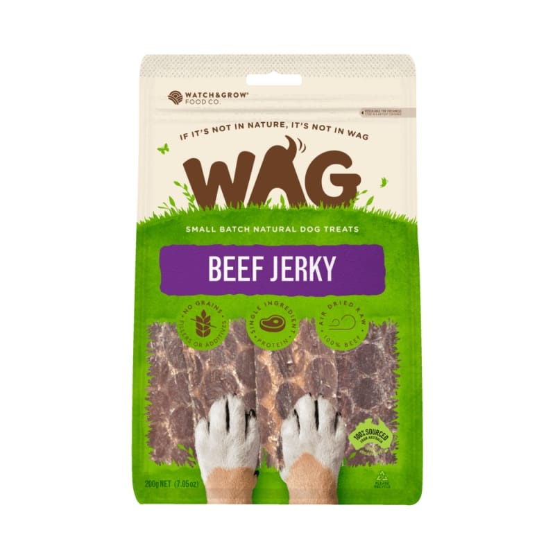 WAG Beef Jerky Air Dried Dog Treats 200g