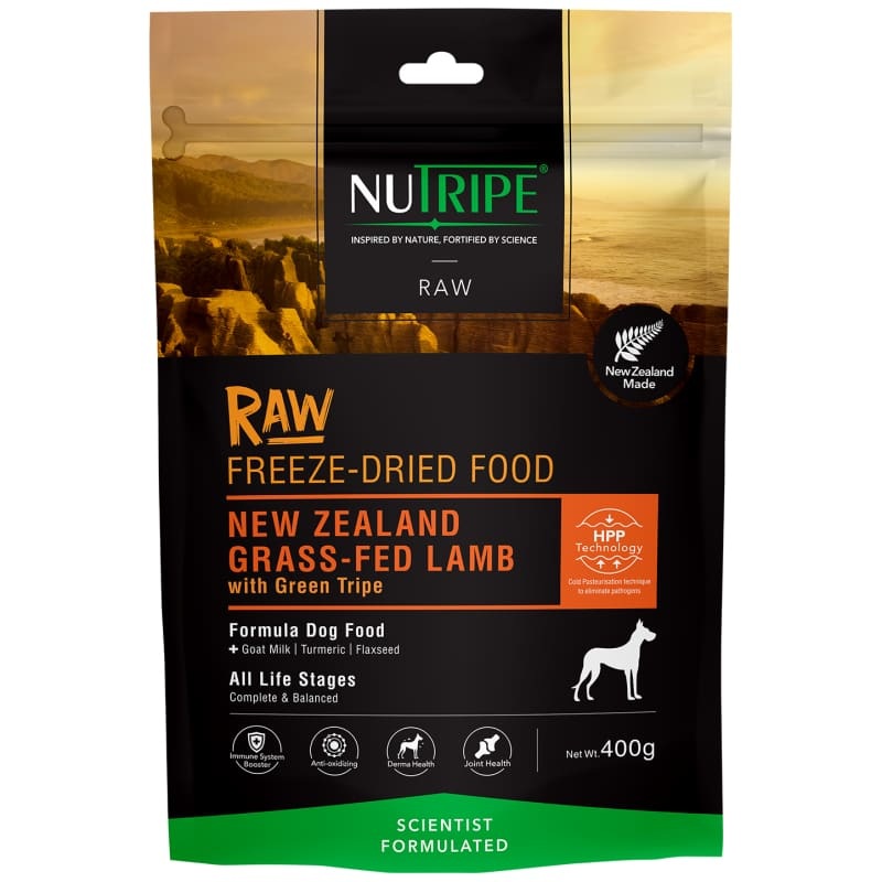 [10% OFF] Nutripe NZ Grass-Fed Lamb With Green Tripe Freeze Dried Raw Dog Food 400g