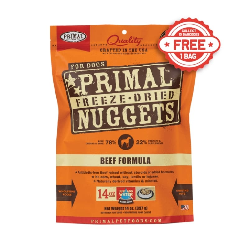 [2 FOR $118.90] Primal Beef Freeze Dried Raw Dog Food 14oz