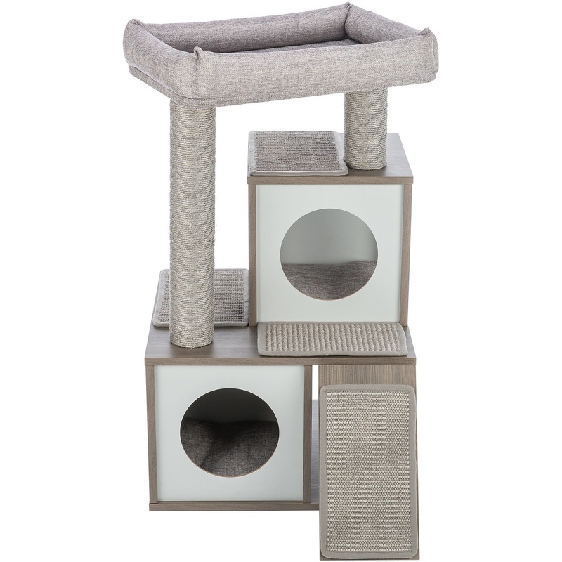 TRIXIE Mali Sisal & Wood 34 Cat Tree with Scratching Posts & Pads, Condos, Ramp, Bed, Gray