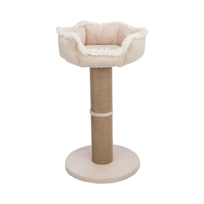 TRIXIE Boho 32 Cat Tree with Jute Scratching Post, Plush Platform with Removable Cat Bed