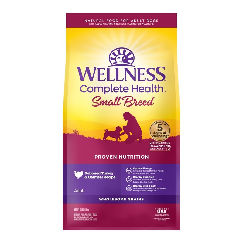 ‘FREE FD TREATS w 4lb’: Wellness Complete Health Small Breed Adult Turkey & Oatmeal Dry Dog Food