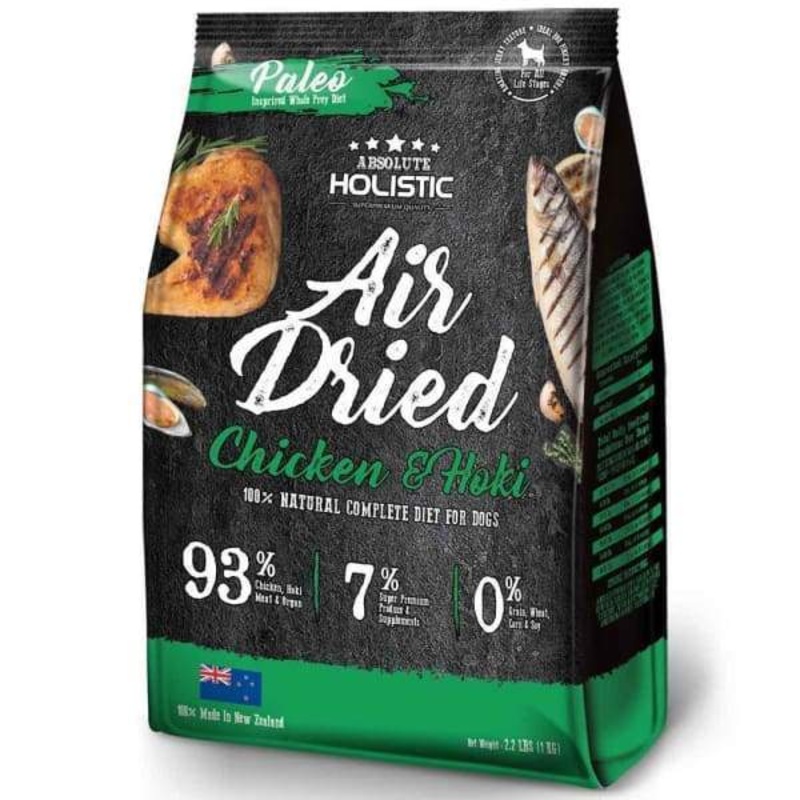 [2 FOR $119.90 | 38% OFF] Absolute Holistic Air Dried Chicken & Hoki Dog Food 1kg