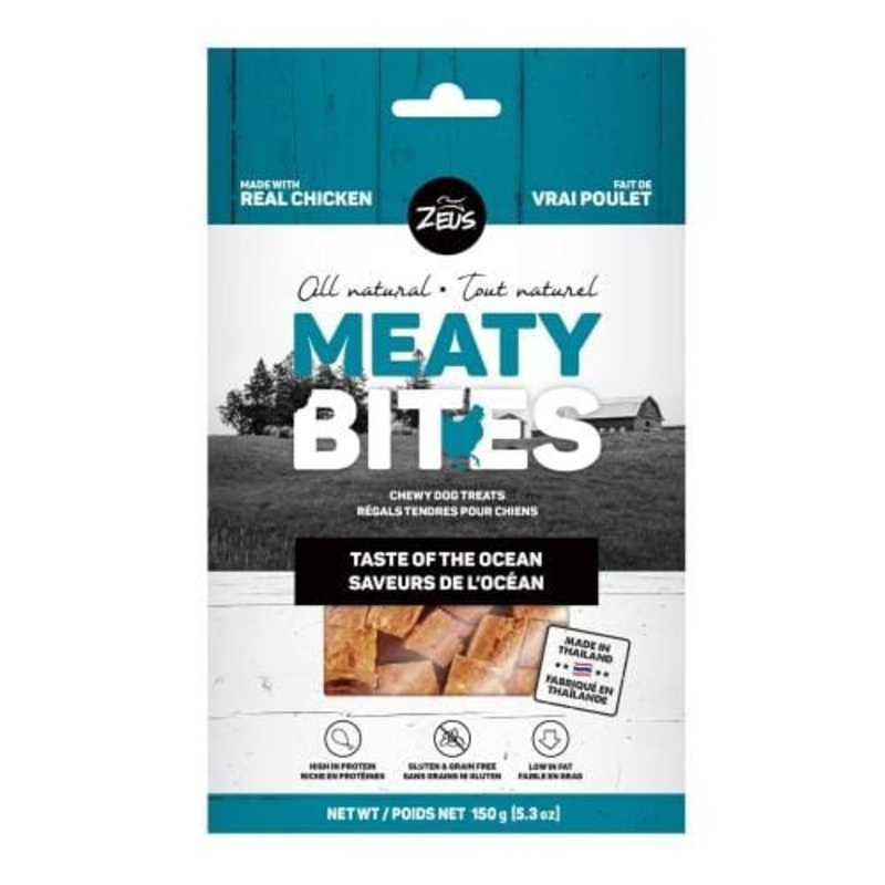 Zeus Meaty Bites Chewy Taste of the Ocean Dog Treats 150g
