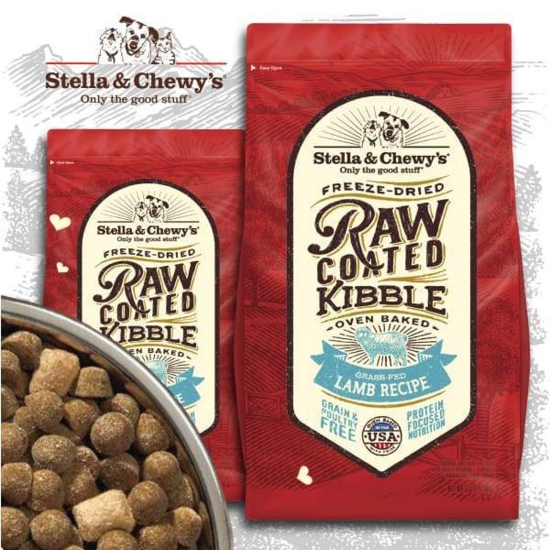 [15% OFF] Stella & Chewy’s Raw Coated Kibble Grass-fed Lamb Dry Dog Food (2 Sizes)