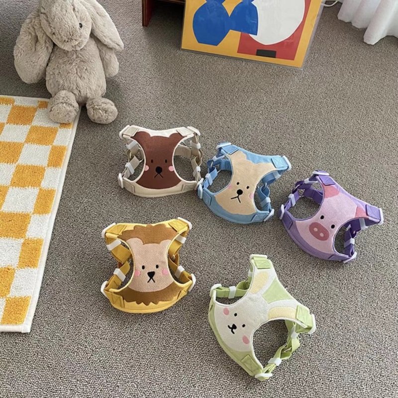 Animal Embroidery Harness Set|BearBear|DoggyDog|BunnyBunBun|WowLion|S|M|L