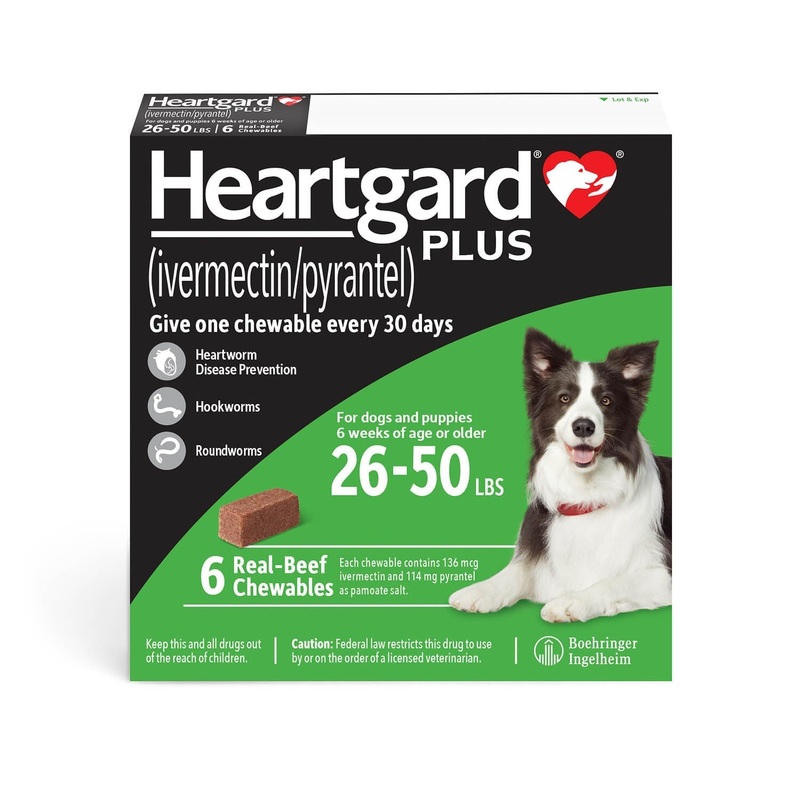 Heartgard Plus Rx  26-50 lbs  6 Month (Green)