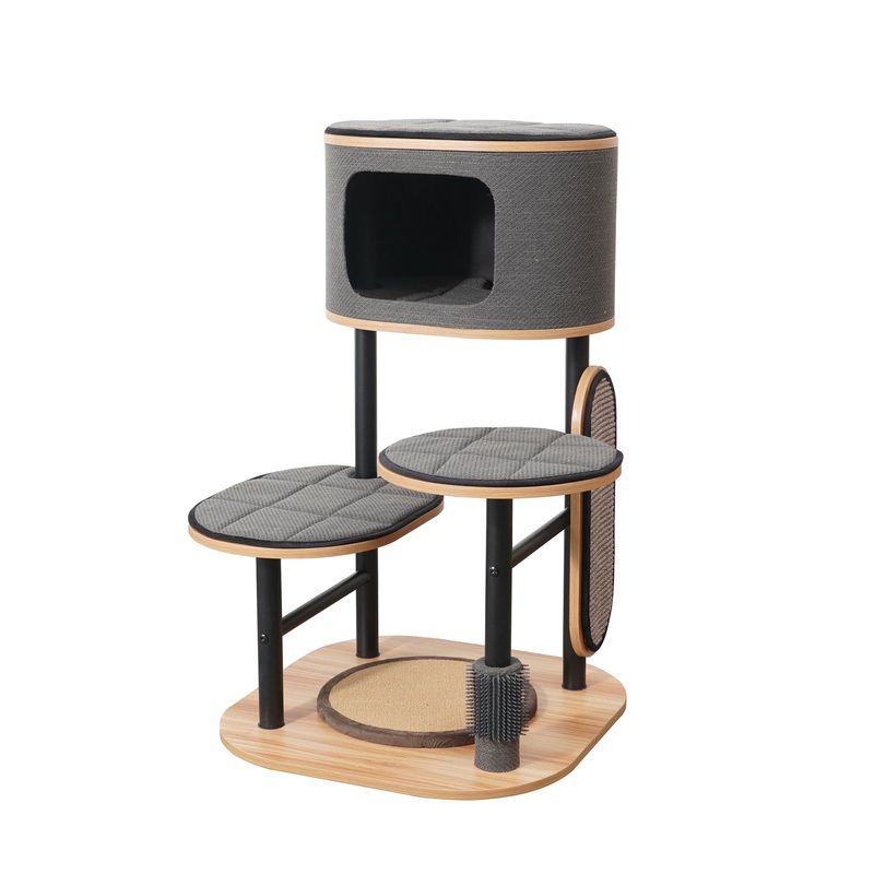 PetPals 37-in Starbz Industrial 4-Level Cat Tree with Condo, Grey