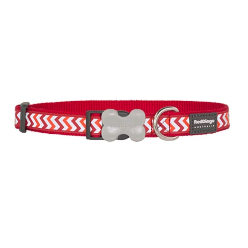 Red Dingo Bucklebone Reflective Ziggy Red Dog Collar (4 Sizes)