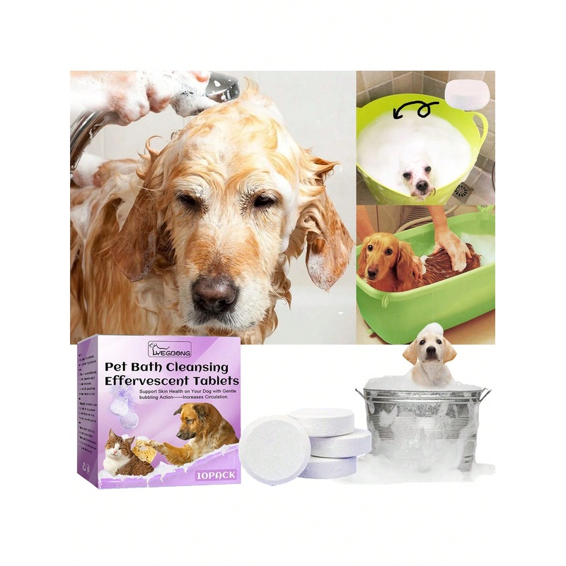 10pcs White Pet Bath Effervescent Tablet For Cat Dog For Cleaning