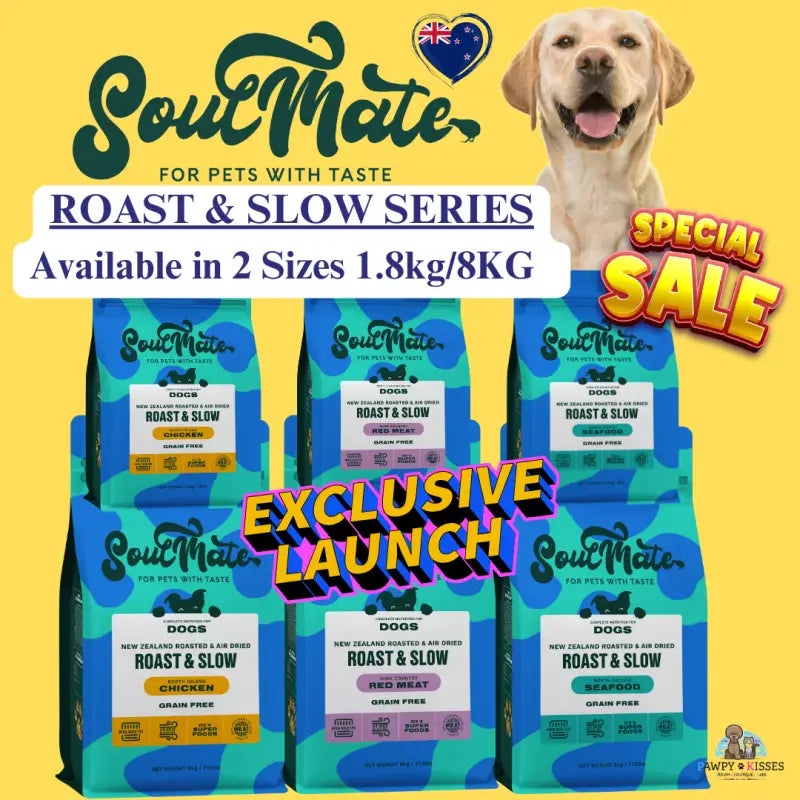 [15% OFF] Soulmate Roast & Slow Series Baked & Air Dried  Dog Food 1.8kg/8kg – Baked & Air Dried (3 Flavours)