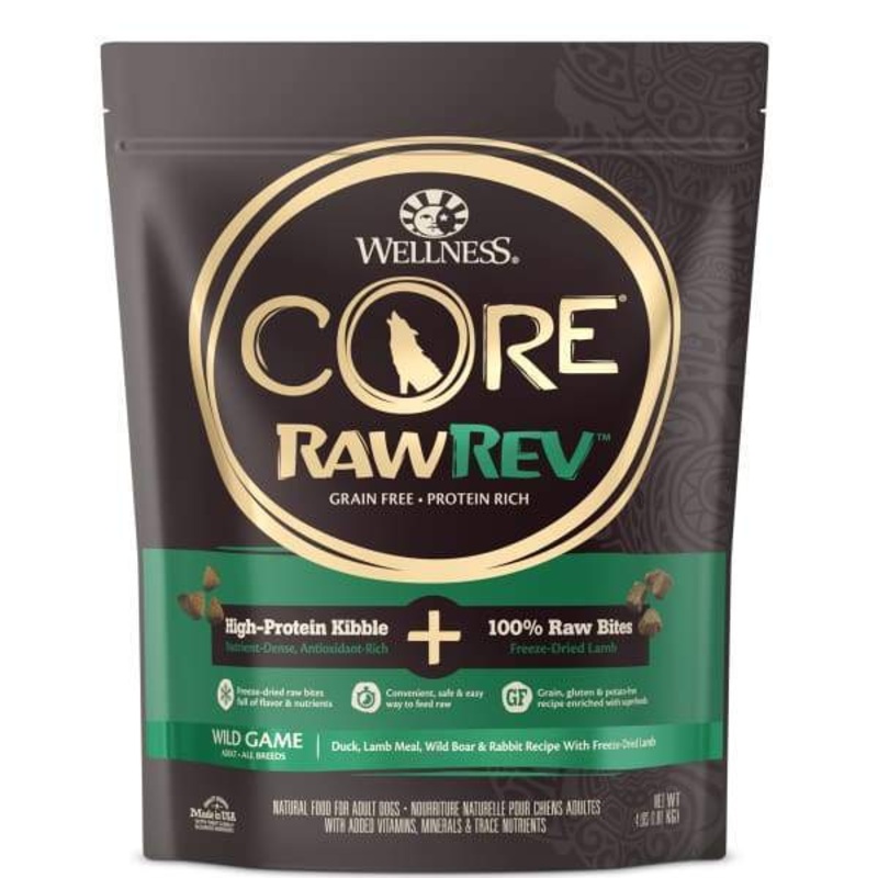 [20% OFF] Wellness CORE RawRev Wild Game + 100% Raw Lamb Dry Dog Food (3 Sizes)