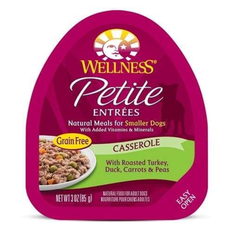 Wellness Small Breed Petite Entrees Roasted Turkey, Duck Carrots & Peas Casserole Wet Dog Food 3oz