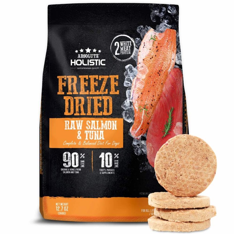 ‘BUNDLE DEAL’: Absolute Holistic Patties Salmon & Tuna Grain-Free Freeze-Dried Dog Food 12.7oz