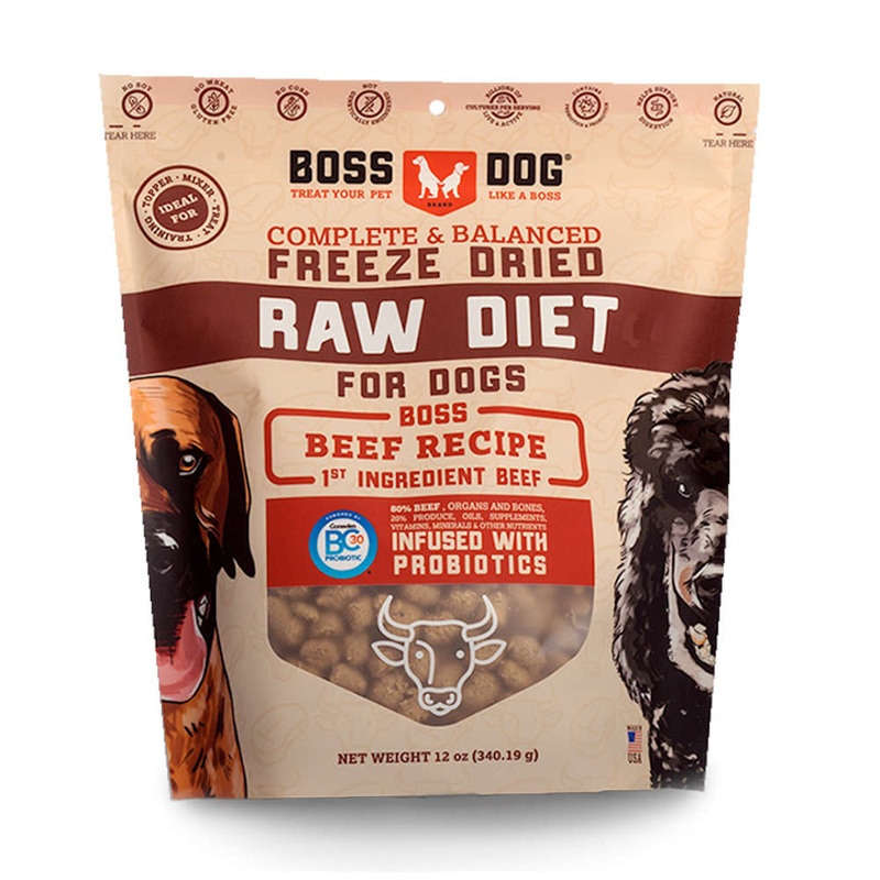 ‘BUNDLE DEAL w FREE FD TREATS’: Boss Dog Beef Grain-Free Freeze-Dried Raw Dog Food 12oz