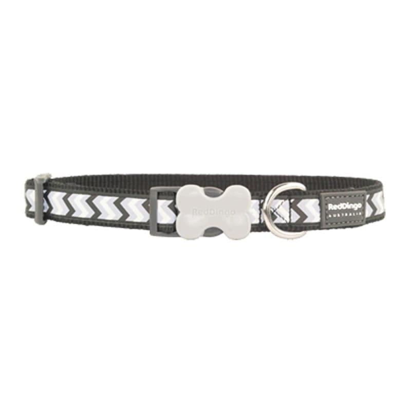Red Dingo Bucklebone Reflective Ziggy Black Dog Collar (4 Sizes)