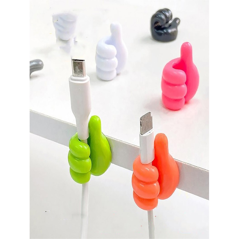 10pcs Thumb up Design Random Color Storage Holder Max Creative Thumb Hook Cable Organizer Adapter Keeper Cable Holder Lanyard Accessories Organizing Wiring Clip Cable Securing Cord Storage USB Data Cable Cord Loop