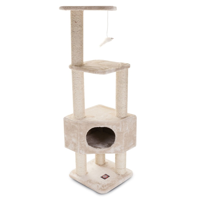 Majestic Pet 52-in Bungalow Cat Tree, Off White