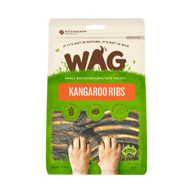 WAG Kangaroo Ribs Air Dried Dog Treats 200g