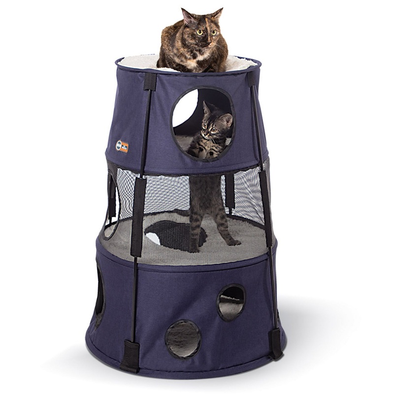 K&H Pet Products 3-Story Kitty Tower, Dark Denim