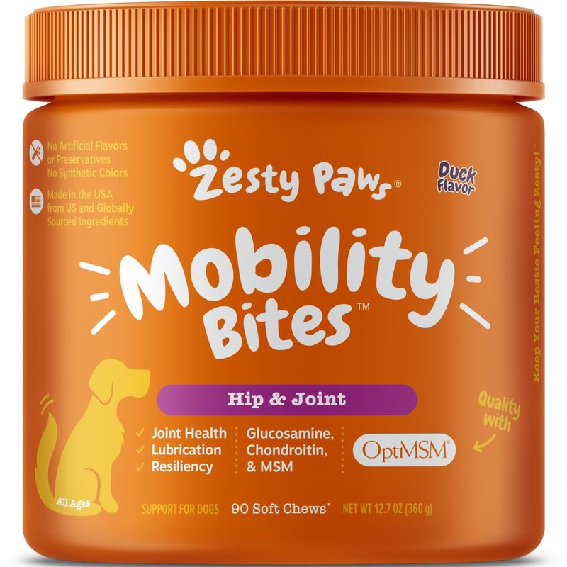 10% OFF: Zesty Paws Mobility Bites Duck Flavor Dog Supplement Chews 90ct