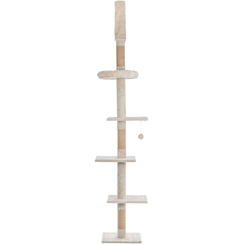 TRIXIE Kobe Sisal & Plush 90.5-104 Ceiling Mount Cat Tree, 4-Level Cat Tower, Beige