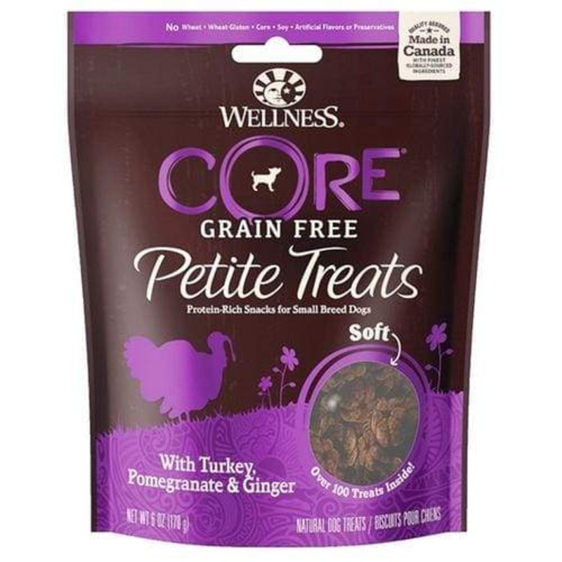 Wellness CORE Petite Treats Soft Mini Bites Turkey, Pomegranate & Ginger Dog Treats 170g