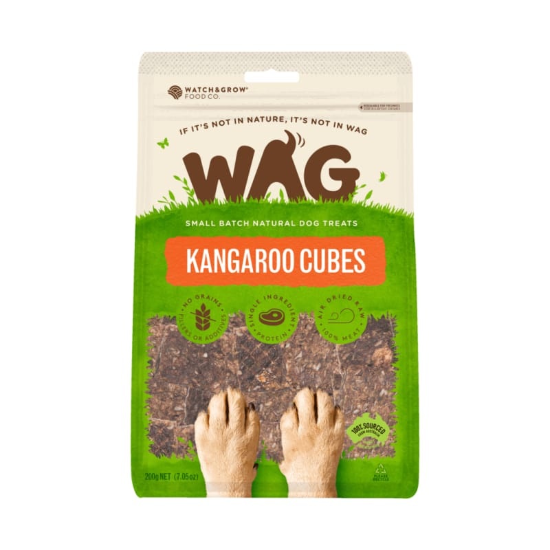 WAG Kangaroo Cube Air-Dried Dog Treats 200g