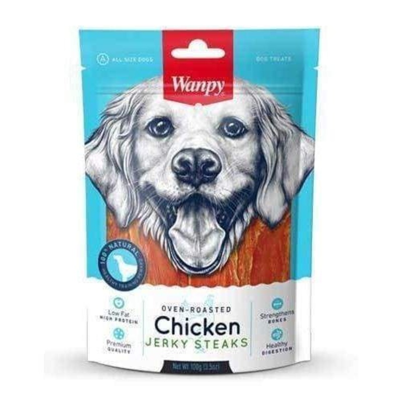 Wanpy Oven-Roasted Chicken Steaks Dog Treats 100g