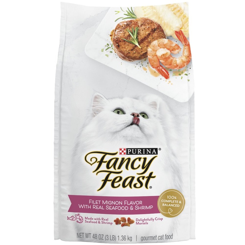 ‘$1 OFF/BUNDLE DEAL (Exp Dec 25)’: Fancy Feast Filet Mignon Flavor with Real Seafood & Shrimp Dry Cat Food 3lb