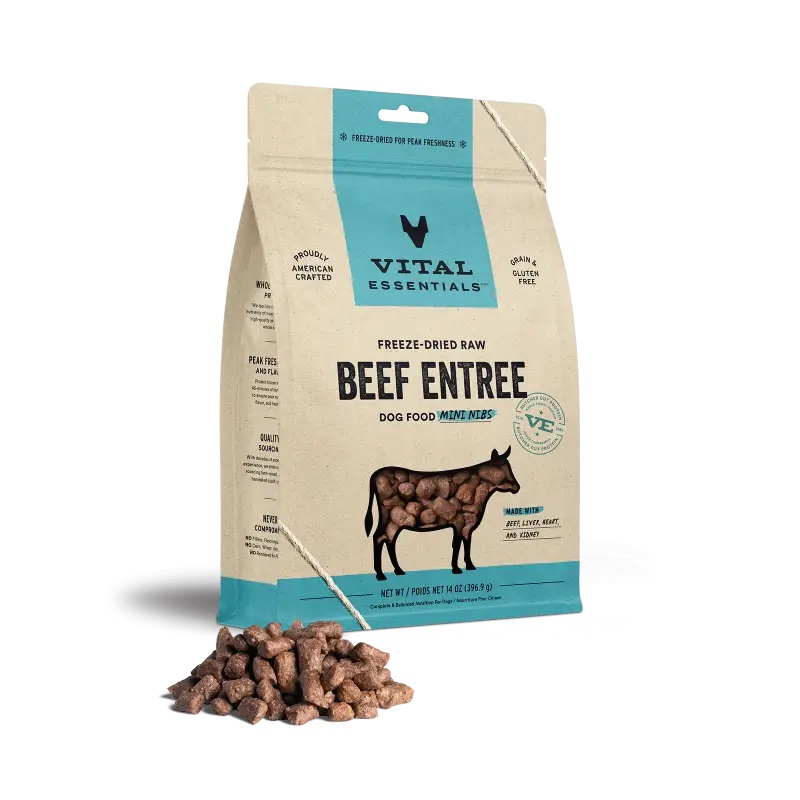 (Save 9%)Vital Essentials Freeze-Dried Raw Beef Entree Dog Food Mini Nibs 5.5/14 oz