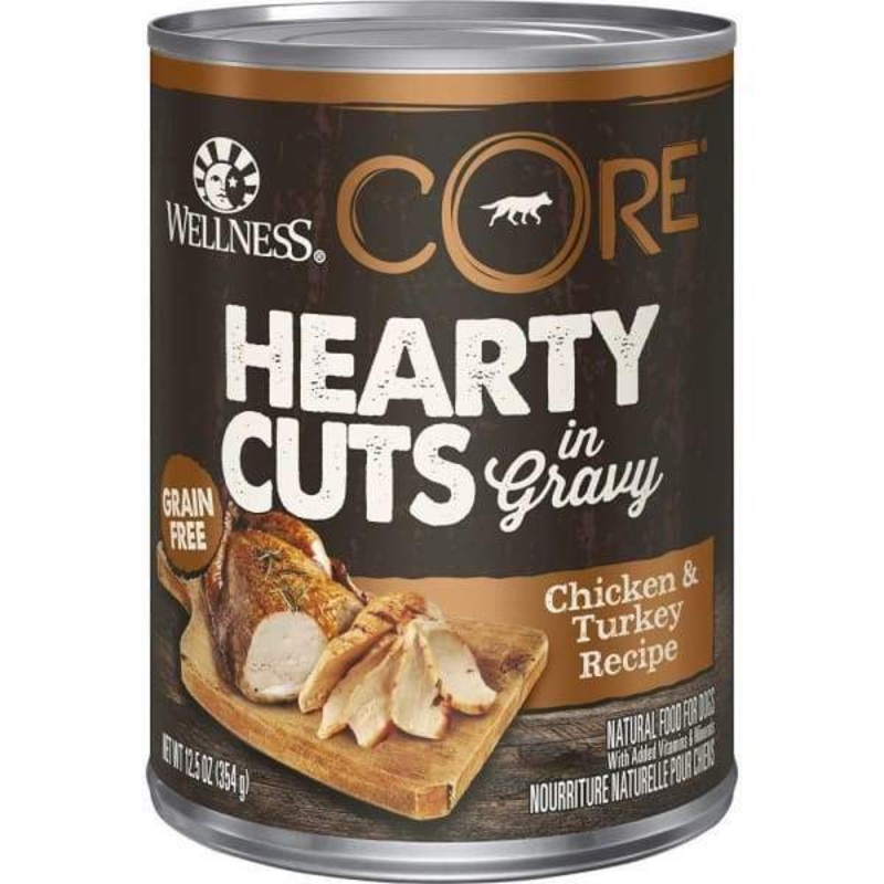 [20% OFF] Wellness CORE Grain-Free Hearty Cuts In Gravy Chicken & Turkey Canned Dog Food 354g
