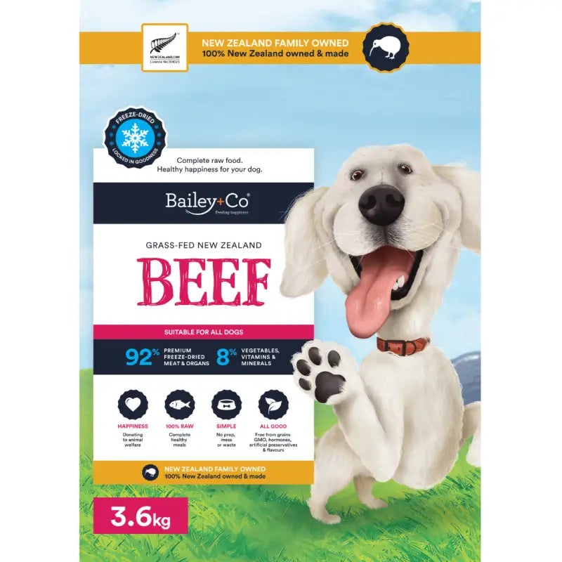 [15% Off] Bailey&Co Permium NZ Freeze Dried Beef Dog Food 3.6kg