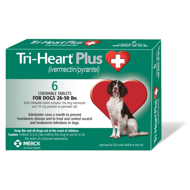Rx Tri-Heart Plus 26-50lbs (green) x 6 tablets