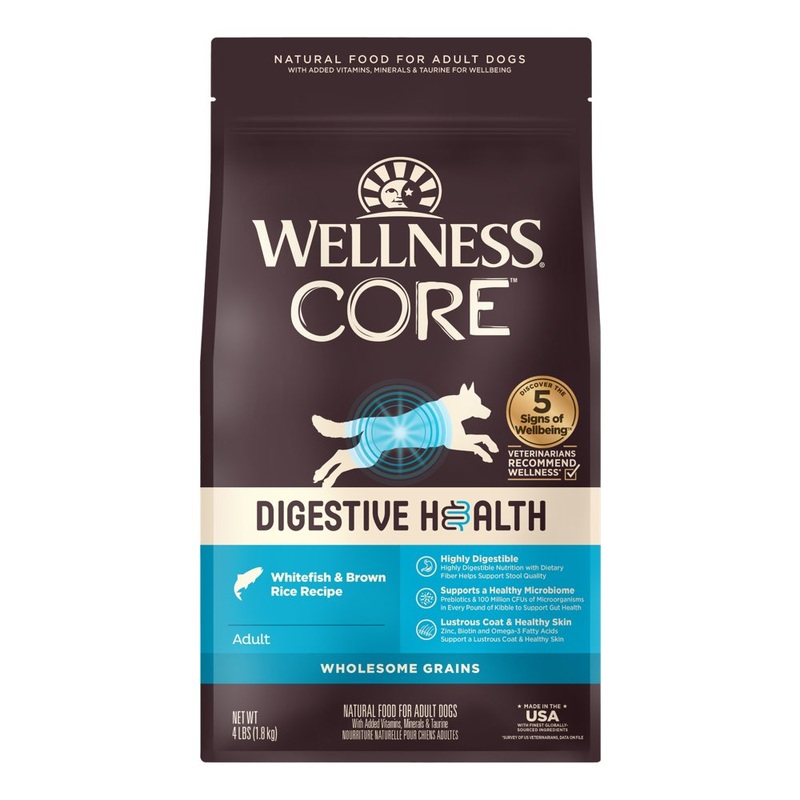‘FREE FD TREATS w 22lb’: Wellness CORE Digestive Health Whitefish & Brown Rice Adult Dry Dog Food