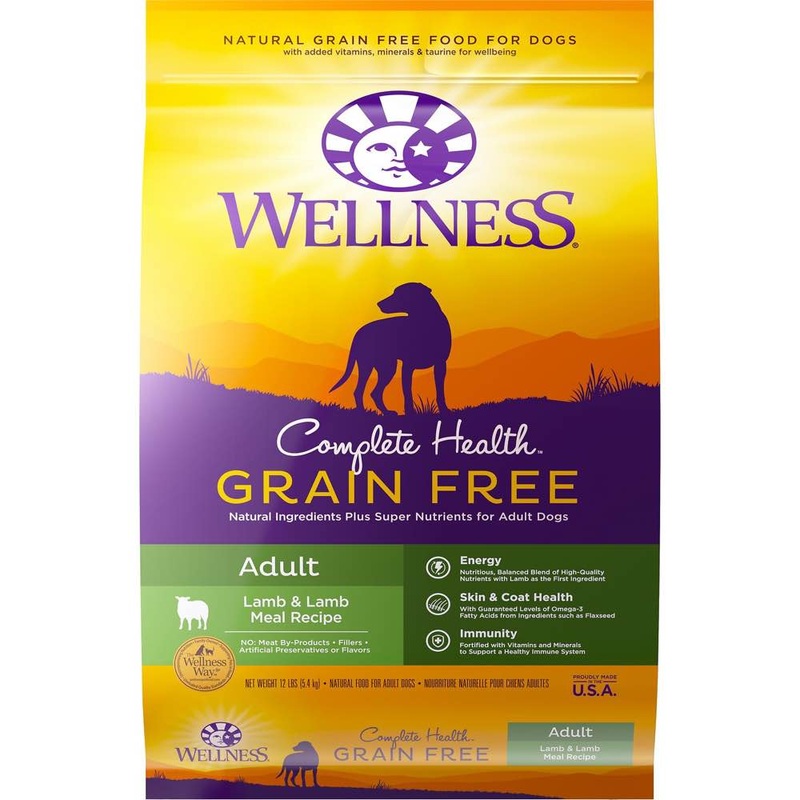 ‘FREE FD TREATS’: Wellness Complete Health Grain Free Adult Lamb & Lamb Meal Dry Dog Food 24lb