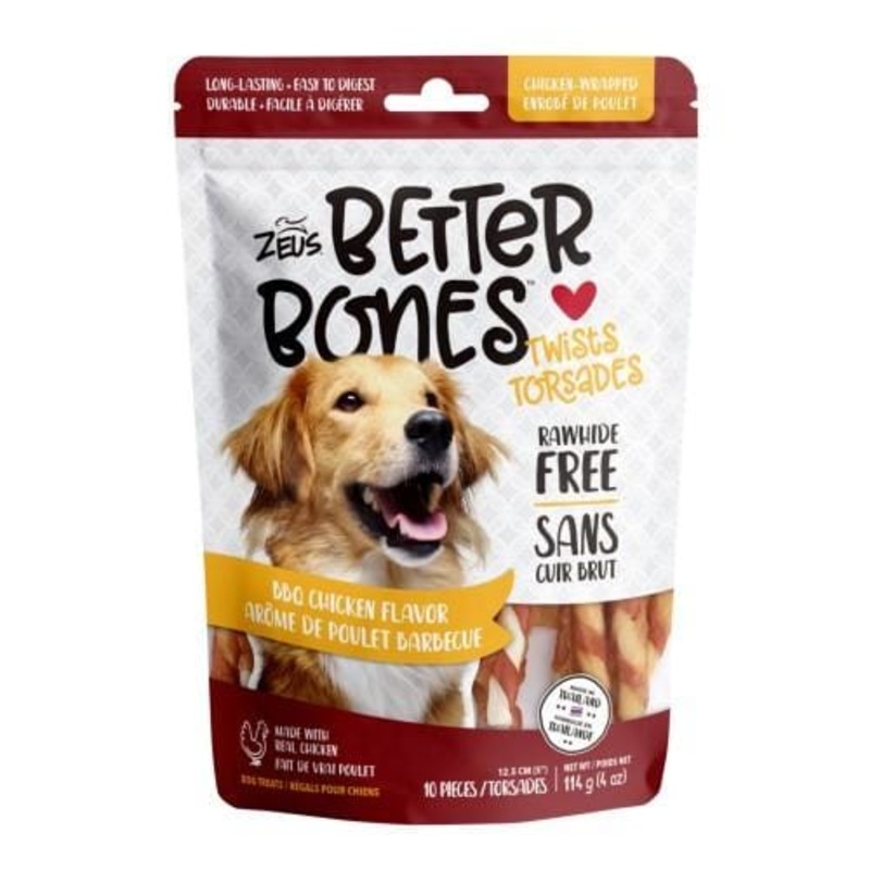 Zeus Better Bones BBQ Chicken Flavour Chicken Wrapped Twists Dog Treats 10pcs