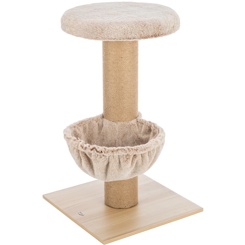 TRIXIE Mauricio Sisal & Plush 33 Cat Tree with Sisal Scratching Post, Perch & Hammock, Beige