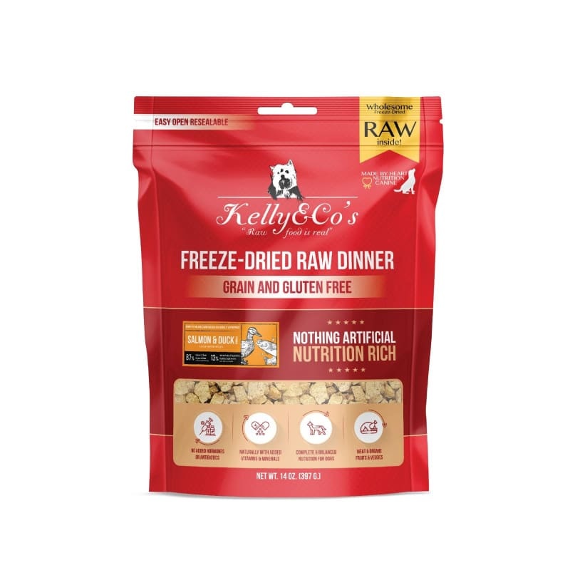 [2 FOR $88] Kelly & Co’s Salmon & Duck Freeze-Dried Raw Dinner Dog Food 14oz