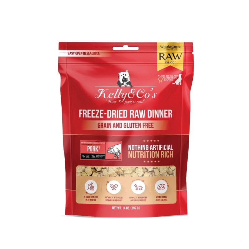 [2 FOR $88] Kelly & Co’s Pork Freeze-Dried Raw Dinner Dog Food 14oz