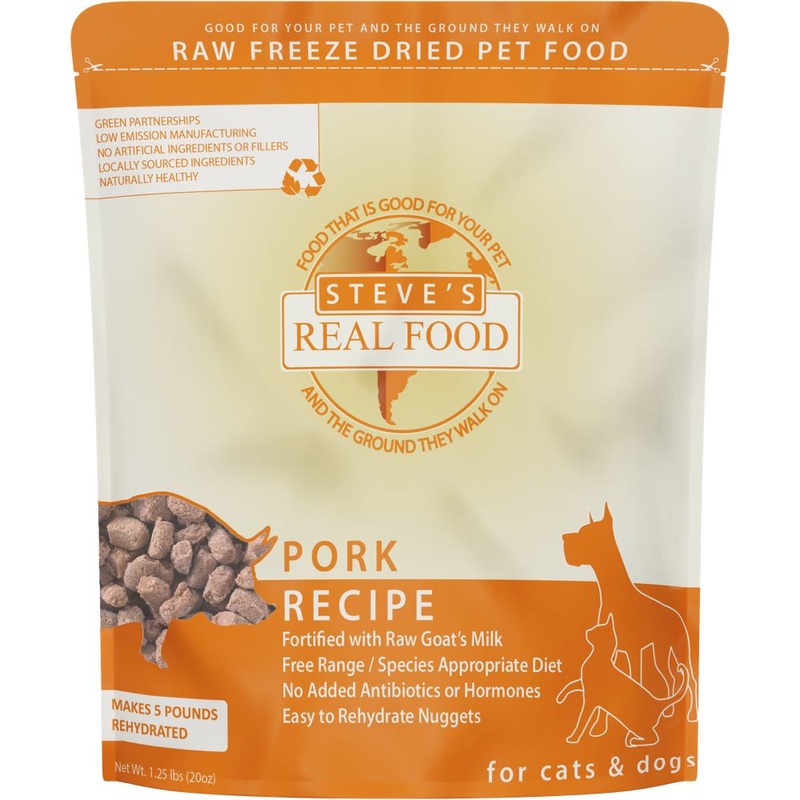 ‘BUNDLE DEAL+FREE FD TREATS’: Steve’s Real Food Pork Grain-Free Freeze-Dried Raw Food For Cats & Dogs 20oz