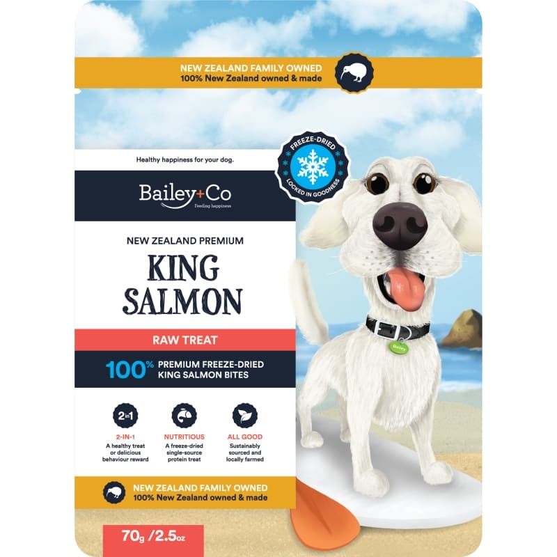 [15% OFF] Bailey+Co New Zealand Premium King Salmon Freeze-Dried Raw Dog Treats 70g