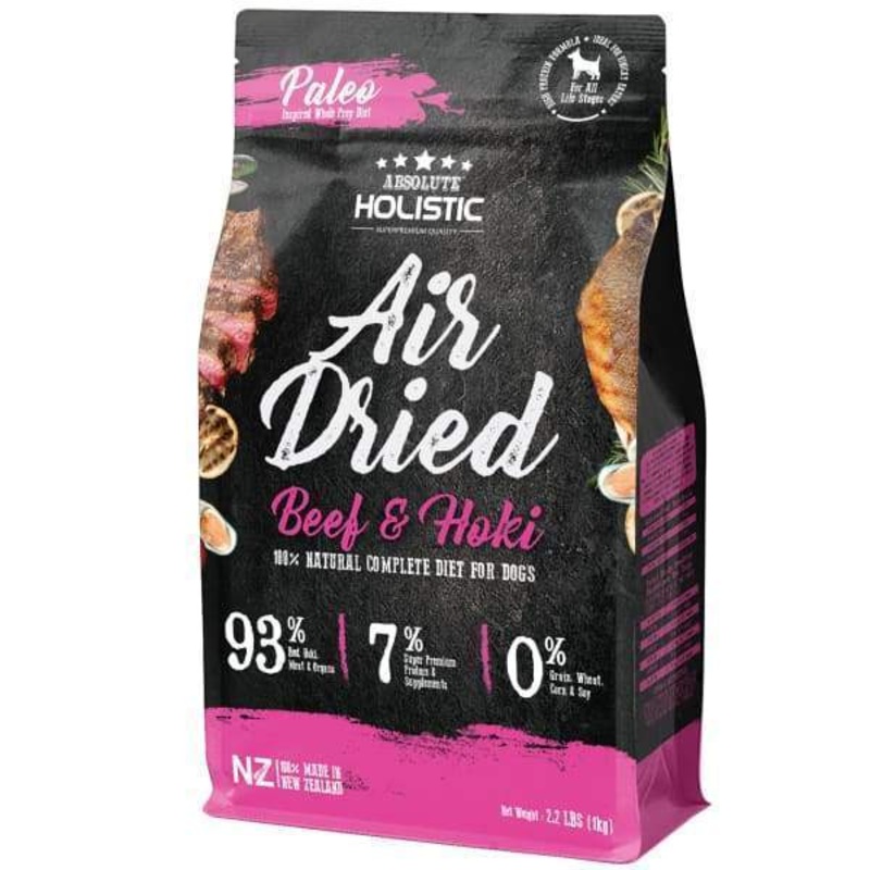 [2 FOR $119.90 | 38% OFF] Absolute Holistic Air Dried Beef & Hoki Dog Food 1kg