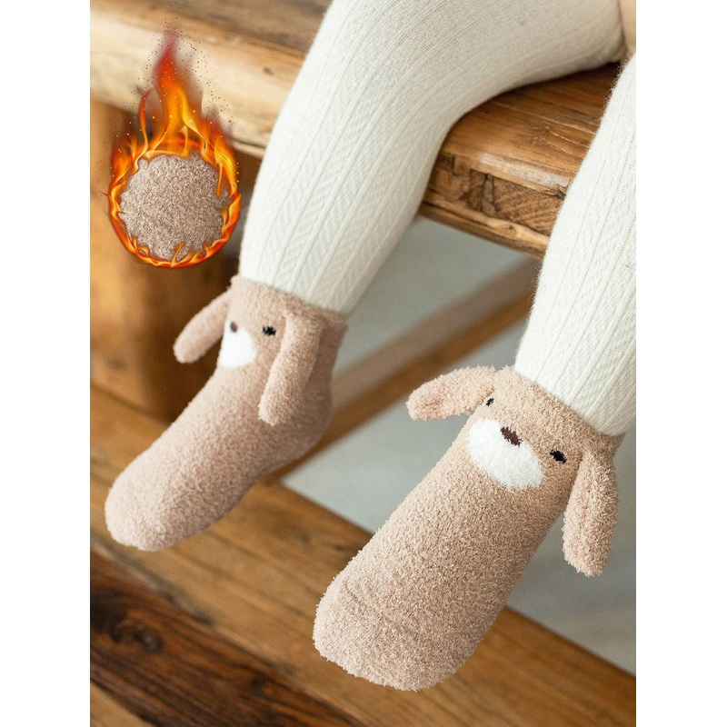 1 Pair Cozy Fleece Infant/Newborn Baby Socks With Grips, Warm And Comfortable For Boys & Girls, Suitable For Autumn/Winter