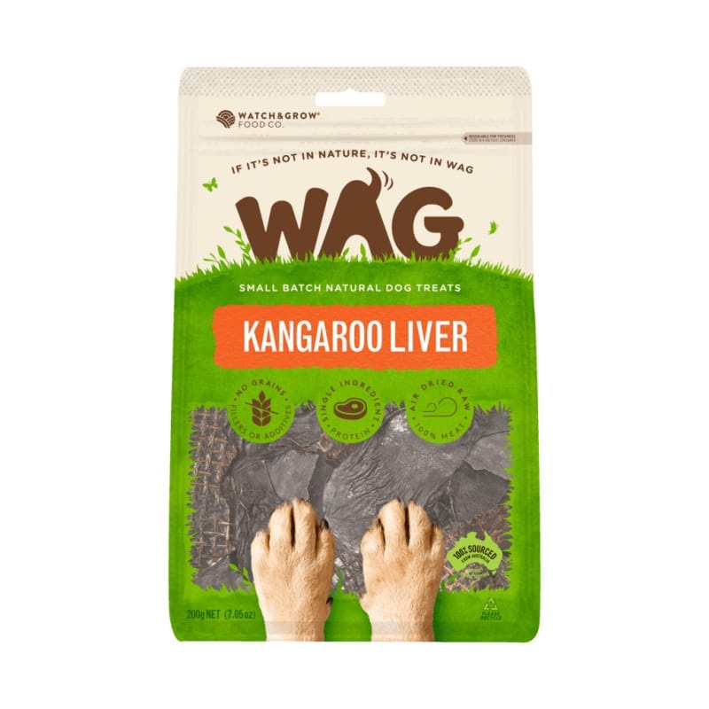 WAG Kangaroo Liver Air-Dried Dog Treats 200g