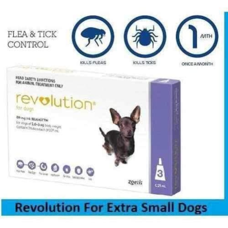 Zoetis Revolution For Extra Small Dogs 2.5-5kg, Pack of 3